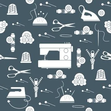 Sewing and needlework seamless pattern. 库存插图