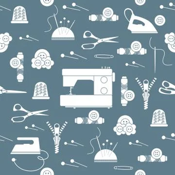 Sewing and needlework seamless pattern. イラスト素材