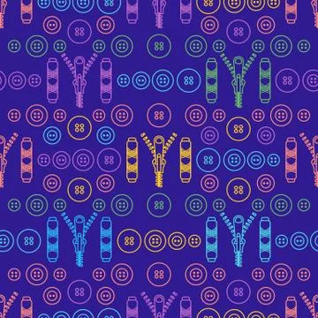 Sewing and needlework seamless pattern. Illustrazione stock