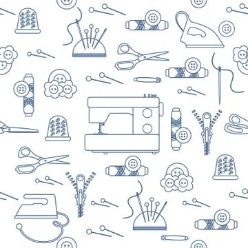 Sewing and needlework seamless pattern. イラスト素材