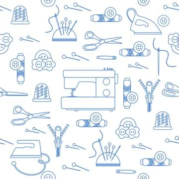 Sewing and needlework seamless pattern. 스톡 일러스트
