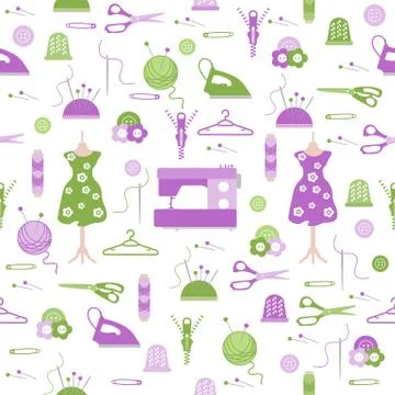 Sewing and needlework seamless pattern. 库存插图