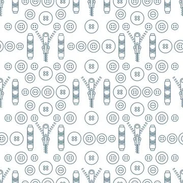 Sewing and needlework seamless pattern. Illustrazione stock