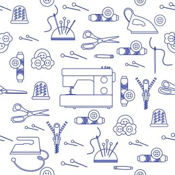 Sewing and needlework seamless pattern. 스톡 일러스트