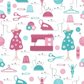 Sewing and needlework seamless pattern. Stockillustratie