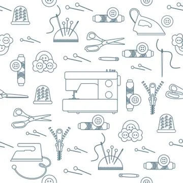 Sewing and needlework seamless pattern. イラスト素材