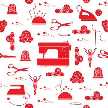 Sewing and needlework seamless pattern. Stock Illustration