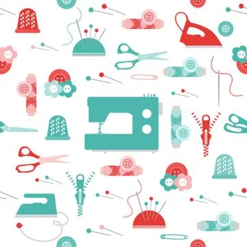 Sewing and needlework seamless pattern. Stockillustratie
