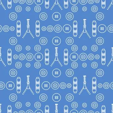 Sewing and needlework seamless pattern. Illustrazione stock