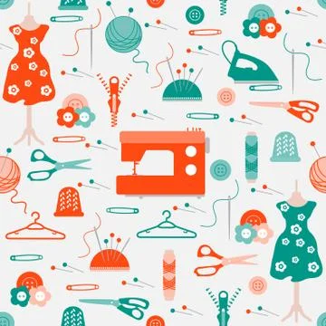 Sewing and needlework seamless pattern. Stockillustratie