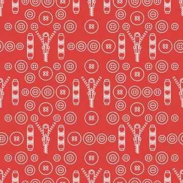 Sewing and needlework seamless pattern. Illustrazione stock