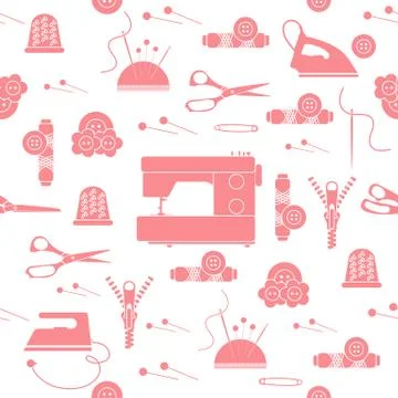 Sewing and needlework seamless pattern. Stock Illustration