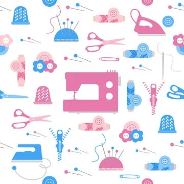 Sewing and needlework seamless pattern. Stockillustratie