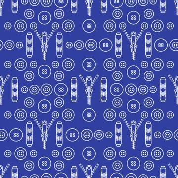 Sewing and needlework seamless pattern. Illustrazione stock