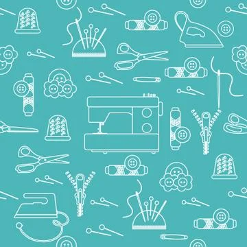 Sewing and needlework seamless pattern. Stockillustratie