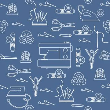 Sewing and needlework seamless pattern. 스톡 일러스트