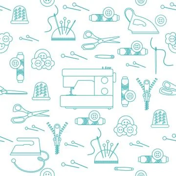 Sewing and needlework seamless pattern. Stockillustratie