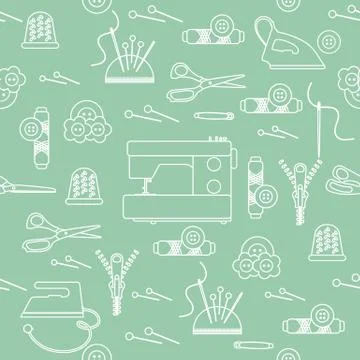 Sewing and needlework seamless pattern. 库存插图