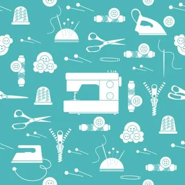 Sewing and needlework seamless pattern. Stock Illustration