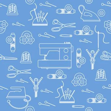 Sewing and needlework seamless pattern. 스톡 일러스트