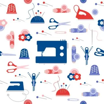 Sewing and needlework seamless pattern. イラスト素材