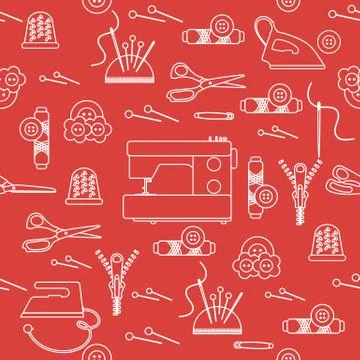 Sewing and needlework seamless pattern. Stockillustratie