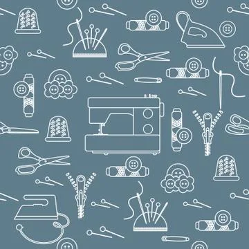 Sewing and needlework seamless pattern. イラスト素材