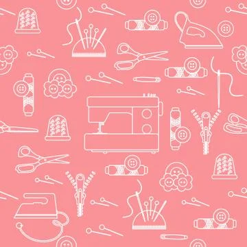 Sewing and needlework seamless pattern. Stock Illustration