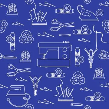 Sewing and needlework seamless pattern. Stockillustratie