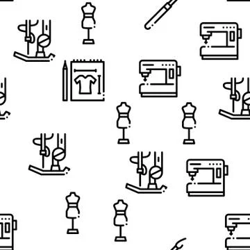 Sewing And Needlework Seamless Pattern Vector Stock Illustration