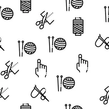 Sewing And Needlework Seamless Pattern Vector 스톡 일러스트