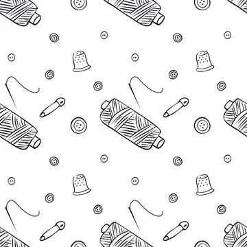 Sewing and tailoring vector seamless pattern Illustrazione stock