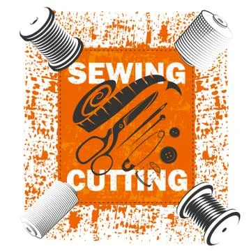 Sewing a banner with a tool Stock Illustration