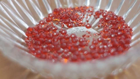 Sewing beads, red Stock Footage 73018693