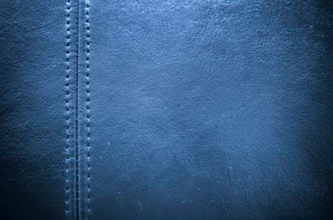 Sewing blue leather texture background Stock Photos