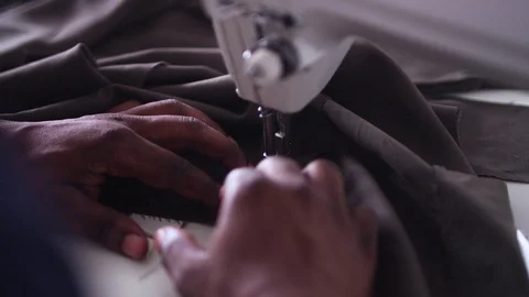 Sewing Brown Fabric Stock Footage 104814886