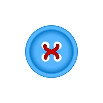 Sewing button in blue design with sewing thread Stock Illustration