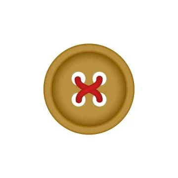 Sewing button in brown design with sewing thread Stock Illustration