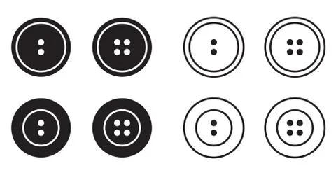 Sewing button for clothes icons set logotype. Vector isolated clothing button Stock Illustration