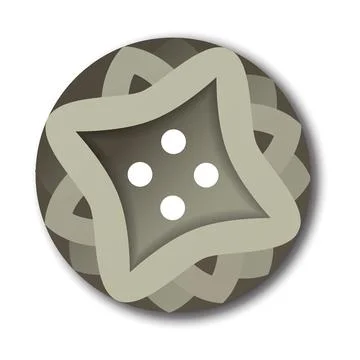 Sewing button icon, isolated on white. Circular button for clothes, art or Stock Illustration