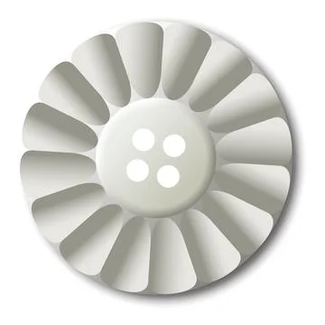 Sewing button icon, isolated on white. Circular button for clothes, art or Illustrazione stock