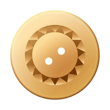 Sewing button icon, isolated on white. Circular button for clothes, art or Illustrazione stock
