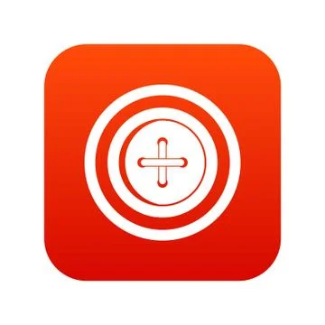 Sewing button with a thread icon digital red 스톡 일러스트