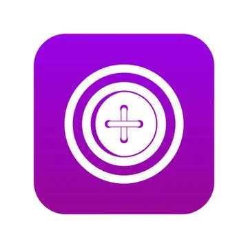 Sewing button with a thread icon digital purple 스톡 일러스트