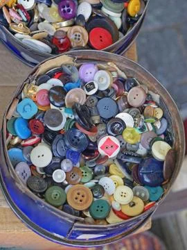 Sewing buttons in box Stock Photos