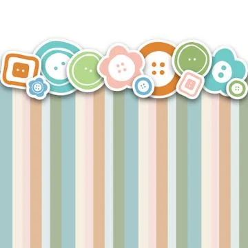 Sewing buttons on fabric background Illustrazione stock
