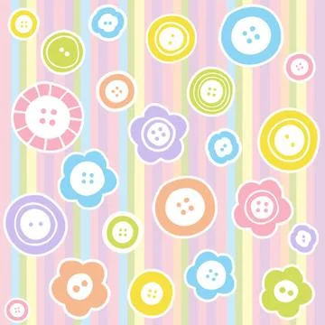 Sewing buttons on fabric background Stock Illustration
