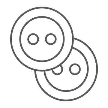 Sewing buttons thin line icon, accessory and sew, clothing button sign, vector Stock Illustration