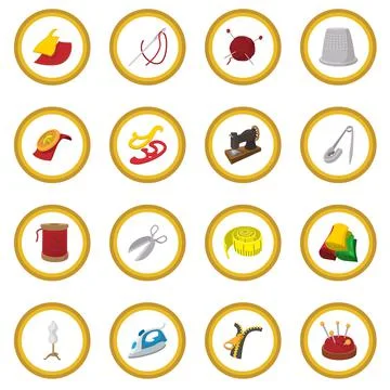Sewing cartoon icon circle Stock Illustration