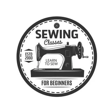 Sewing classes icon, seamstress or tailor workshop Stock Illustration